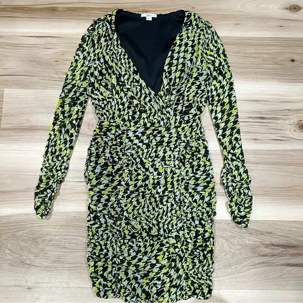Bar III Green Houndstooth Mini Party Dress Women’s XS